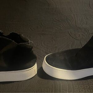 Black suede High-Top Sneakers with White Soles